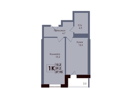 Продается 1-комнатная квартира ЖК Академия, 2 этап, 37.95  м&sup2;, 6641250 рублей
