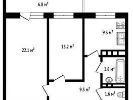 Продается 2-комнатная квартира Ленина пр-кт, 59.7  м&sup2;, 6950000 рублей