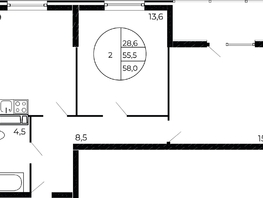 Продается 2-комнатная квартира Александра Невского ул, 57.2  м&sup2;, 6635200 рублей