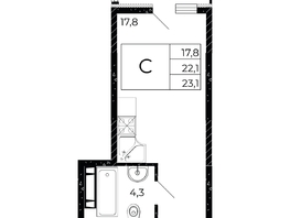 Продается Студия ЖК Флора, литера 3.1, 22.91  м&sup2;, 3001210 рублей