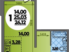 Продается Студия ЖК Суворовский, литера 2, 26.12  м&sup2;, 3170000 рублей