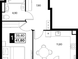 Продается 1-комнатная квартира ЖК Эстет, литер 48.2, 41.8  м&sup2;, 6577648 рублей