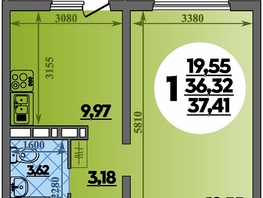 Продается 1-комнатная квартира ЖК Платовский, литер 14, 37.41  м&sup2;, 4751070 рублей