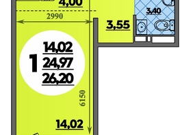Продается Студия ЖК Суворовский, литера 7, 26.2  м&sup2;, 3631299 рублей