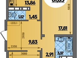 Продается 3-комнатная квартира ЖК Платовский, литер 14, 81.83  м&sup2;, 8673980 рублей