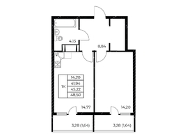 Продается 1-комнатная квартира ЖК Звезда Столицы 2, 48.5  м&sup2;, 6887000 рублей