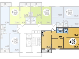 Продается 3-комнатная квартира ЖК Суворовский, литера 02, 76.78  м², 8115646 рублей