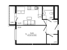 Продается 1-комнатная квартира ЖК ПРИТЯЖЕНИЕ, литер 3, 41.9  м², 5907900 рублей