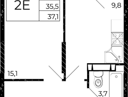 Продается 1-комнатная квартира ЖК Флора, литера 2.1, 37.1  м², 5342400 рублей