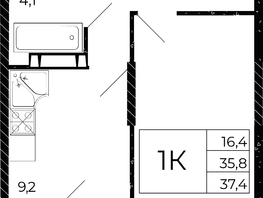 Продается 1-комнатная квартира ЖК Флора, литера 2.1, 37.4  м², 5049000 рублей