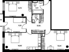 Продается 3-комнатная квартира ЖК Гринсайд, 4.1-4.3, 76.28  м², 15190000 рублей