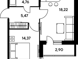 Продается 2-комнатная квартира ЖК Малина Парк, дом 1, 44.92  м², 11100000 рублей