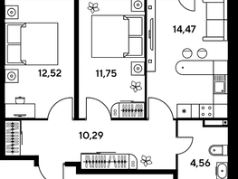 Продается 3-комнатная квартира ЖК Малина Парк, дом 1, 55.22  м², 13030000 рублей