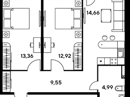 Продается 3-комнатная квартира ЖК Малина Парк, дом 1, 57.66  м², 8110000 рублей