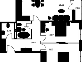 Продается 3-комнатная квартира ЖК Культура, дом 1, 78.68  м², 11800000 рублей