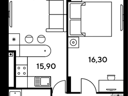 Продается 1-комнатная квартира ЖК Сезоны, 49.3  м², 6520000 рублей