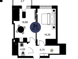 Продается 2-комнатная квартира ЖК Сезоны, 50.15  м², 6810000 рублей