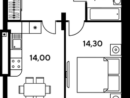 Продается 1-комнатная квартира ЖК Сезоны, 47.1  м², 6553400 рублей