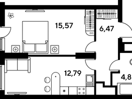 Продается 1-комнатная квартира ЖК Малина Парк, дом 4, 42.47  м², 8410000 рублей