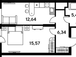 Продается 1-комнатная квартира ЖК Малина Парк, дом 4, 42.39  м², 7370000 рублей