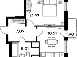 Продается 1-комнатная квартира ЖК Малина Парк, дом 4, 38.37  м², 5150000 рублей