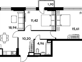 Продается 3-комнатная квартира ЖК Малина Парк, дом 4, 64.46  м², 10270000 рублей