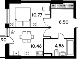 Продается 1-комнатная квартира ЖК Малина Парк, дом 4, 37.15  м², 5060000 рублей