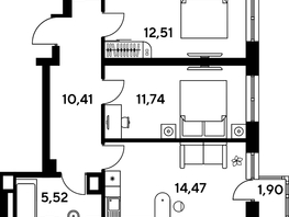 Продается 3-комнатная квартира ЖК Малина Парк, дом 4, 57.75  м², 7110000 рублей