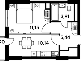 Продается 1-комнатная квартира ЖК Малина Парк, дом 4, 33.35  м², 5550000 рублей