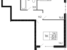 Продается 1-комнатная квартира ЖК Западные Аллеи, литера 5.3, 39.2  м², 5276320 рублей