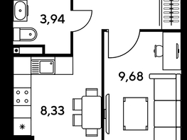 Продается 1-комнатная квартира ЖК Малина Парк, дом 1, 32.81  м², 5140000 рублей