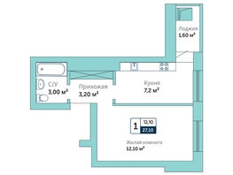 Продается 1-комнатная квартира ЖК Красный, 27.1  м², 2601000 рублей