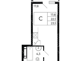 Продается Студия ЖК Флора, литера 3.1, 23.1  м², 3395700 рублей