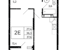 Продается 1-комнатная квартира ЖК Флора, литера 3.1, 37.6  м², 5076000 рублей