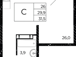 Продается Студия ЖК Флора, литера 3.1, 31.5  м², 3874500 рублей