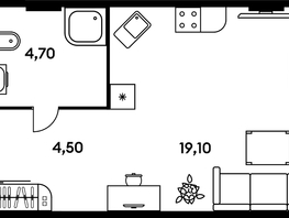 Продается 1-комнатная квартира ЖК Гринсайд, 5.1-5.5, 28.3  м², 5270000 рублей