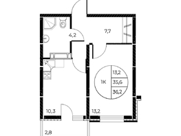 Продается 1-комнатная квартира ЖК Панорама на Театральном, литера 1, 36.2  м², 6139520 рублей