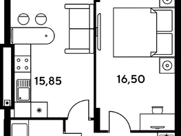 Продается 1-комнатная квартира ЖК Сезоны, 46  м², 6387300 рублей