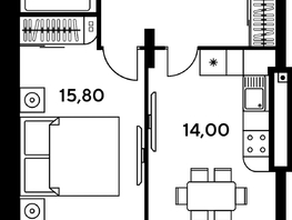 Продается 1-комнатная квартира ЖК Сезоны, 49.35  м², 8176250 рублей