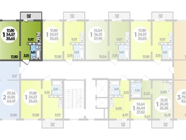 Продается 1-комнатная квартира ЖК Платовский, литер 13, 35.65  м², 4402775 рублей