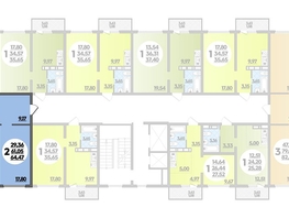 Продается 2-комнатная квартира ЖК Платовский, литер 13, 64.47  м², 6930525 рублей