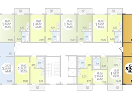 Продается 3-комнатная квартира ЖК Платовский, литер 13, 82.47  м², 8659350 рублей