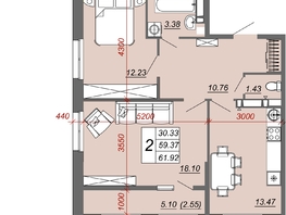 Продается 2-комнатная квартира ЖК Frame (Фрейм), 11В, 61.55  м², 9848000 рублей