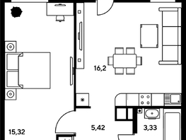 Продается 2-комнатная квартира ЖК Гринсайд, 4.1-4.3, 42.02  м², 6070000 рублей