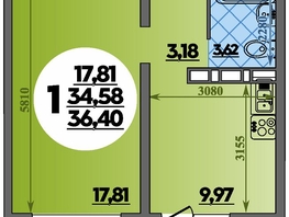 Продается 1-комнатная квартира ЖК Суворовский, литера 1, 36.4 м², 4710000 рублей