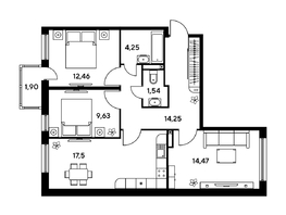 Продается 3-комнатная квартира ЖК Малина Парк, дом 1, 72.69  м², 10920000 рублей