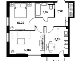 Продается 2-комнатная квартира ЖК Малина Парк, дом 1, 46.79  м², 7290000 рублей