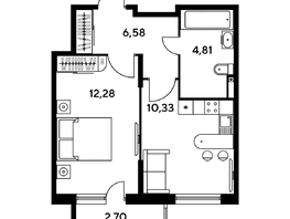 Продается 1-комнатная квартира ЖК Малина Парк, дом 1, 36.56  м², 5470000 рублей