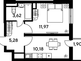 Продается 1-комнатная квартира ЖК Малина Парк, дом 4, 33.34  м², 5010000 рублей