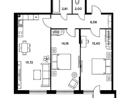 Продается 3-комнатная квартира ЖК Малина Парк, дом 1, 65.68  м², 8500000 рублей